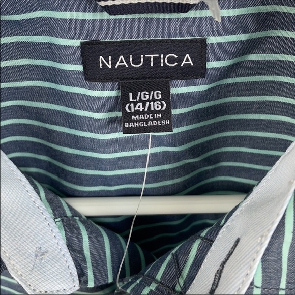 Nautica Stripped  button up Size Large 14 - 16 NWT New - Picture 5 of 10